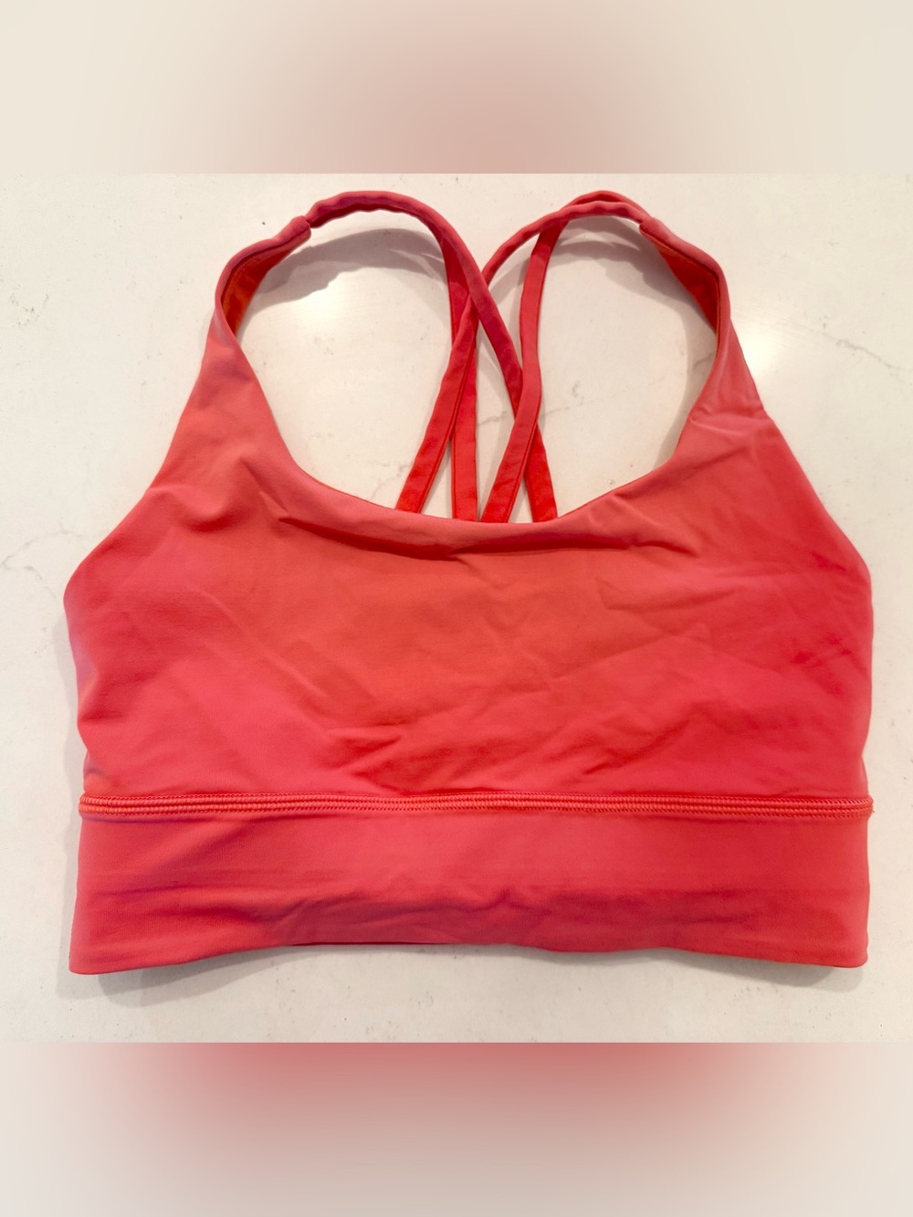 lululemon athletica longline energy Coral Pink Strappy Support Sports Bra 6